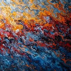Wall Mural - the image is an abstract painting showcasing a swirling pattern of colors resembling a dynamic, fier