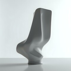 Wall Mural - a modern, abstract white sculpture featuring a unique, curving, elongated form stands against a ligh