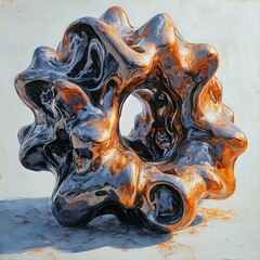 Wall Mural - the image showcases an abstract sculpture with an organic and complex design, rendered in a painting