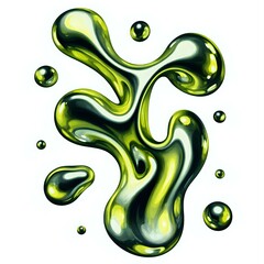 Wall Mural - the image features a 3d rendering of abstract, shiny liquid with a glossy, reflective appearance, sc