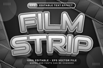 Poster - film srtip text effect and editable text effect with roll film background illustration