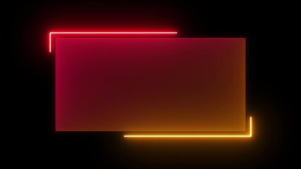 Poster - Abstract glowing red and yellow color neon rectangle border frame looping background. Neon effect rectangle frame Loop background 4K