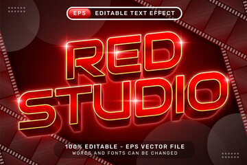Poster - red studio text effect and editable text effect with roll film background illustration