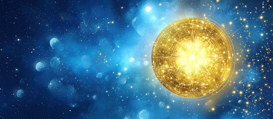 Poster - celestial alignment of zodiac constellations in cosmic space, an