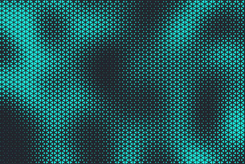 Aufkleber - Abstract background with aqua blue triangle dots. Triangle halftone geometric background. Halftone triangular retro 80s pattern. Minimal style retro dynamic wallpaper.	
