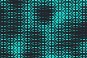 Aufkleber - Abstract background with blue triangle dots. Triangle halftone geometric background. Halftone triangular retro 80s pattern. Minimal style retro dynamic wallpaper.	