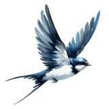 Watercolor swallow gracefully soars upwards
