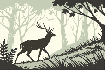 Naklejka na meble Deer in the Wilderness Vector Illustration – Wildlife Silhouette Design