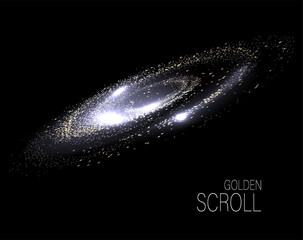 Wall Mural - An exquisite design element, a golden glittering swirl of fine tinsel.