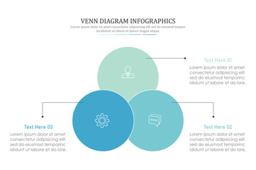 Poster - Venn diagram infographic chart template for business 3, 4, 6 parts, options, presentation with venn diagram elements vector illustration.