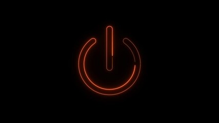Poster - Neon glowing light power switch button icon for technology and control