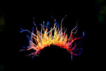 Aufkleber - Abstract artistic glowing fiery shape with vibrant colors on a dark background conceptual representation of energy
