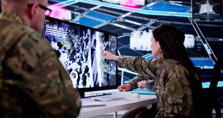Poster - Technology Center Officer Analyzing Military Data