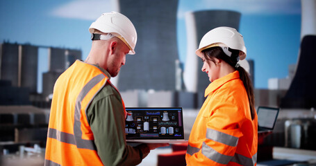 Poster - Young Latino Man Checking SCADA System