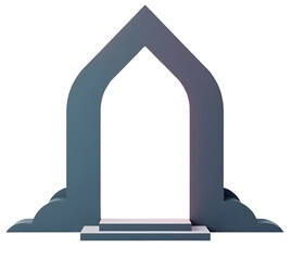 Poster - Modern archway passage with steps and smooth edges in dark lighting