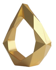 Poster - Golden geometric sculpture with sharp facets and smooth metallic surface