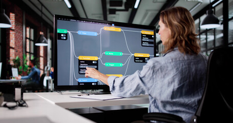 Aufkleber - Female Engineer Using Node Editor