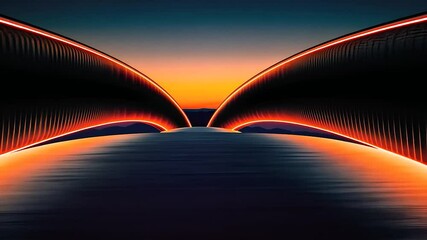 Poster - Illuminated arch bridge at sunset