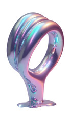 Poster - Iridescent abstract sculpture with smooth curves and glossy surface glowing softly