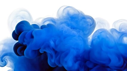 Poster - Abstract ink cloud formations in vibrant blue color.