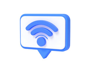 Poster - 3D rendered wifi symbol in a speech bubble