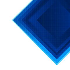 Fototapete - Minimal Abstract Tech Background with Geometric Blue Square Layers Corner. Modern Corporate Design Background with Blue Abstract Square Isolated on Transparent