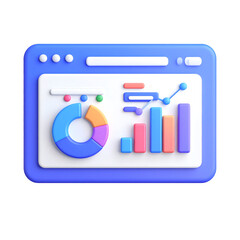 Poster - 3D web page displaying charts and graphs showing data analysis