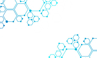 Aufkleber - Abstract Molecular Structure Background with Blue Hexagons on Transparent Background