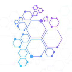 Fototapete - Abstract technology hexagon background. Molecule structure abstract tech. Digital technology concept