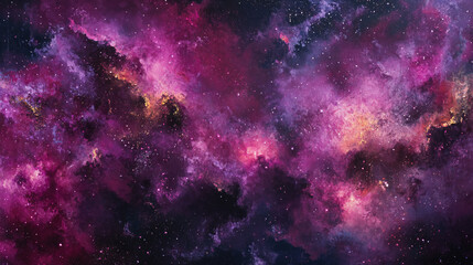 Wall Mural - A vibrant and expansive nebula showcasing swirling purple, pink, and yellow cosmic dust and countless stars.