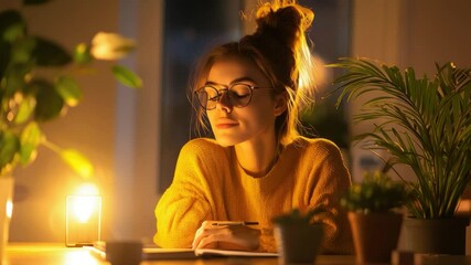 Poster - Woman in thoughtful pose at home