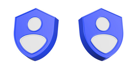 Poster - profile icon with shield 3d rendering icon button