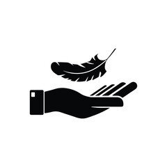 Fototapete - Feather on the hand vector icon