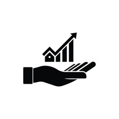 Fototapete - Growing graph icon. Infographic in hand. Vector icon isolated on white background.ctor icon