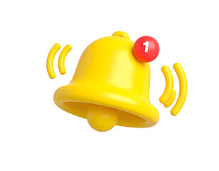 Poster - A yellow 3D bell icon with a notification