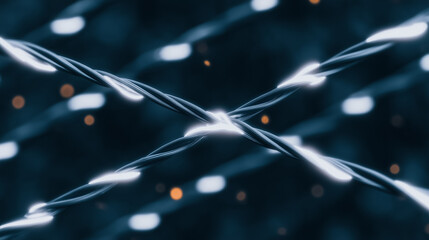 Aufkleber - luminous wire abstract: a captivating, close-up abstract image showcasing illuminated wire strands i