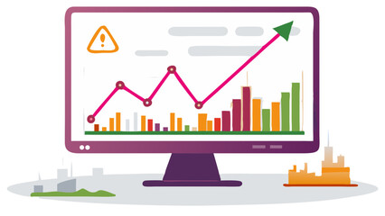 Fototapete - Navigating market uncertainty Growth chart rising profits and caution in the colorful modern