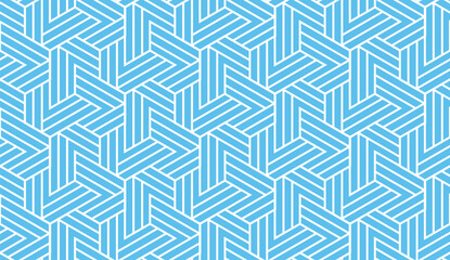 Leinwandbilder - Abstract geometric pattern with stripes, lines. Seamless vector background. White and blue ornament. Simple lattice graphic design