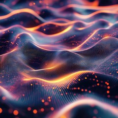 Poster - Abstract digital landscape of undulating particles