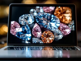 Poster - Discover beautiful and colorful gems displayed on a laptop screen in this stunning digital showcase