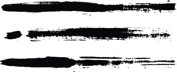 Poster - Black paint brush set of grunge black paint brush strokes. All brush strokes are isolated on white background. Set of grunge black ink brush strokes on white background. 