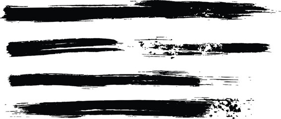 Poster - Black paint brush set of grunge black paint brush strokes. All brush strokes are isolated on white background. Set of grunge black ink brush strokes on white background. 
