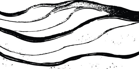 Aufkleber - Abstract black wave flowing on white background. Abstract black wave design isolated on white background. abstract black wave and curve design ,modern and smooth motion white background, generative ai