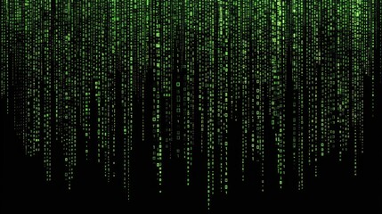 Poster - Cascading green digital code on black background