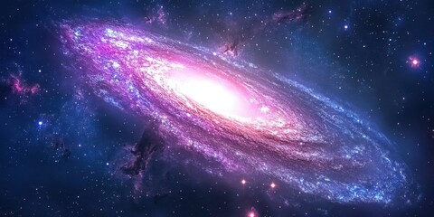 Wall Mural - Luminous Spiral Cosmos: A Vivid Portrayal of Celestial Wonders in the Night Sky