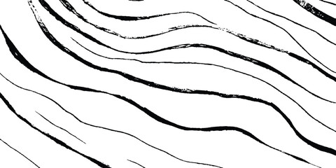 Aufkleber - Black wavy horizontal lines isolated white background. Abstract wavy lines on transparent background.  modern black wave line Vector illustration.	