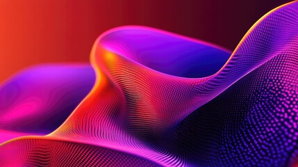 Poster - Abstract vibrant red, purple, and orange flowing wave pattern with dotted texture