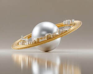 Poster - stellar marketplace within the core of a gas giant, floating trading platforms bathed in golden cosmic light, vibrant intergalactic cultures mingling, surreal space environment, high-fidelity sci-fi