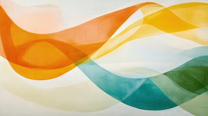 Poster - Abstract art featuring flowing, translucent forms in warm and cool tones