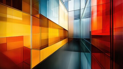 Poster - Abstract colorful glass architecture interior